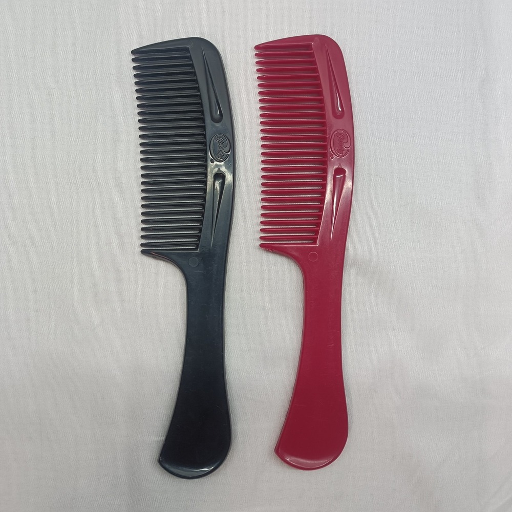 Lot Of 2 Goody Super Comb 8.5" Black Pink Plastic Pocket Handle Retro Vtg 80s